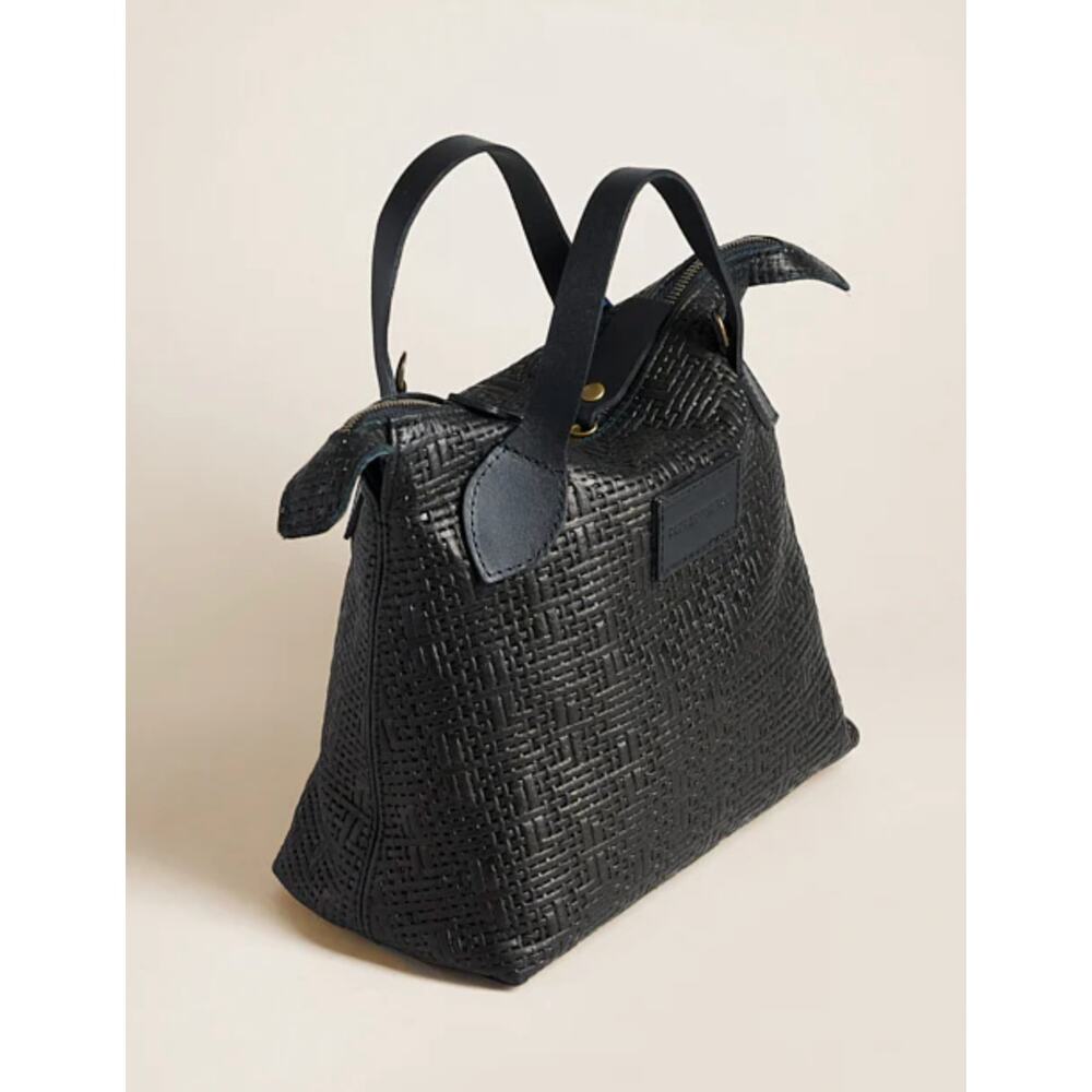Parker Thatch Small Charlie Leather Black Basketweave - Picture 1 of 16